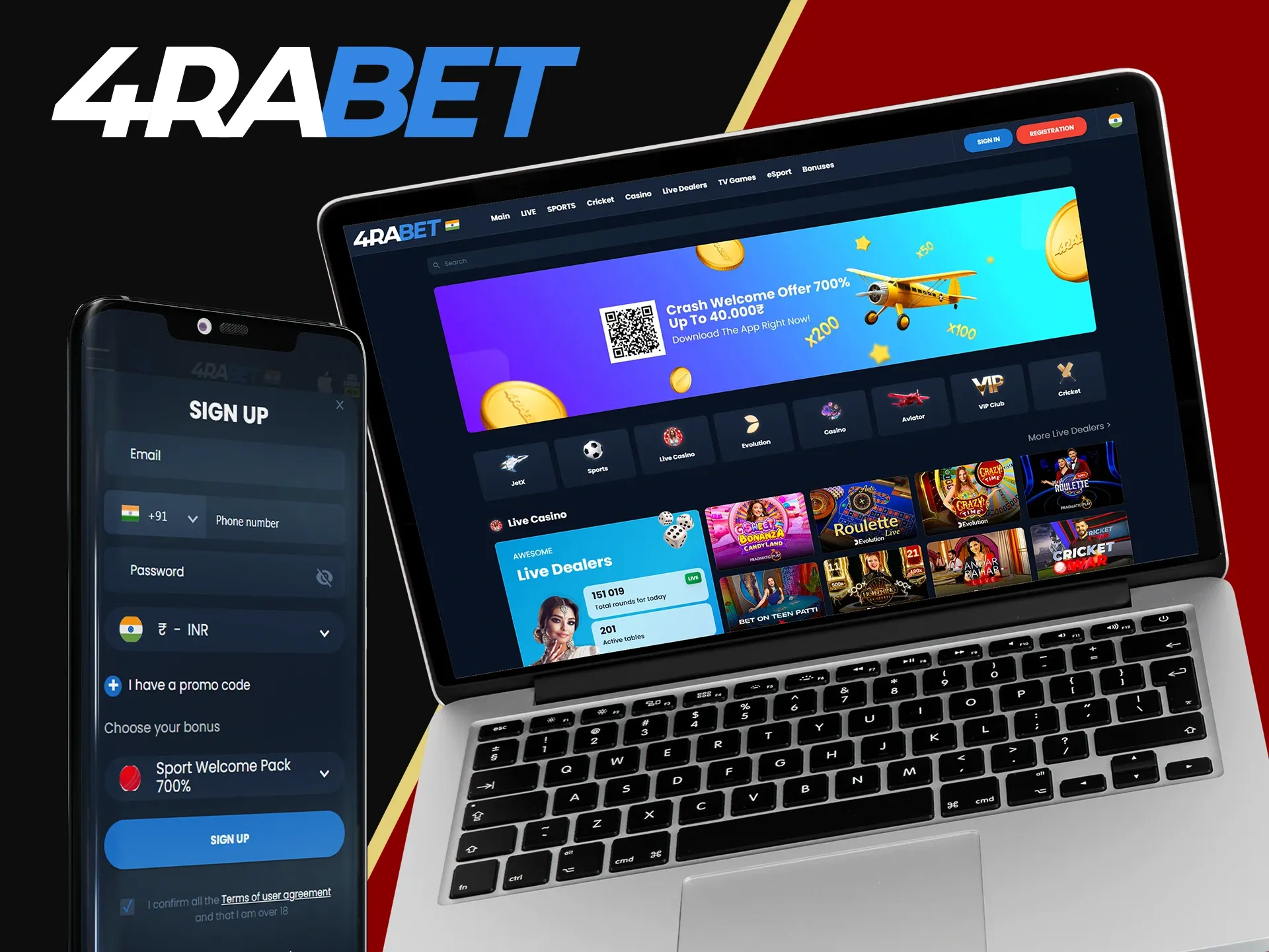 4rabet is a popular betting bookmaker among Indian users.