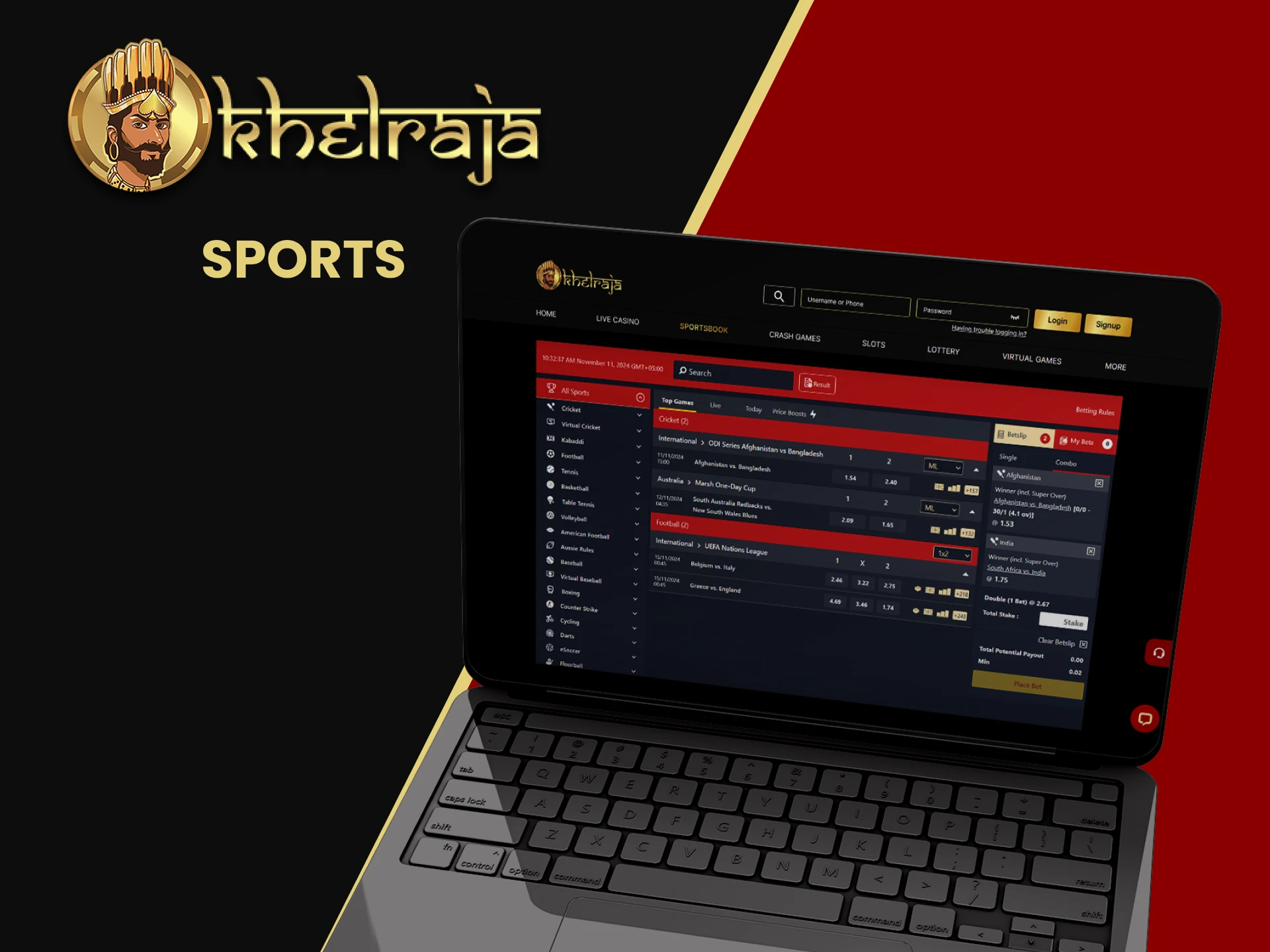 You can place sports bets on Khelraja.