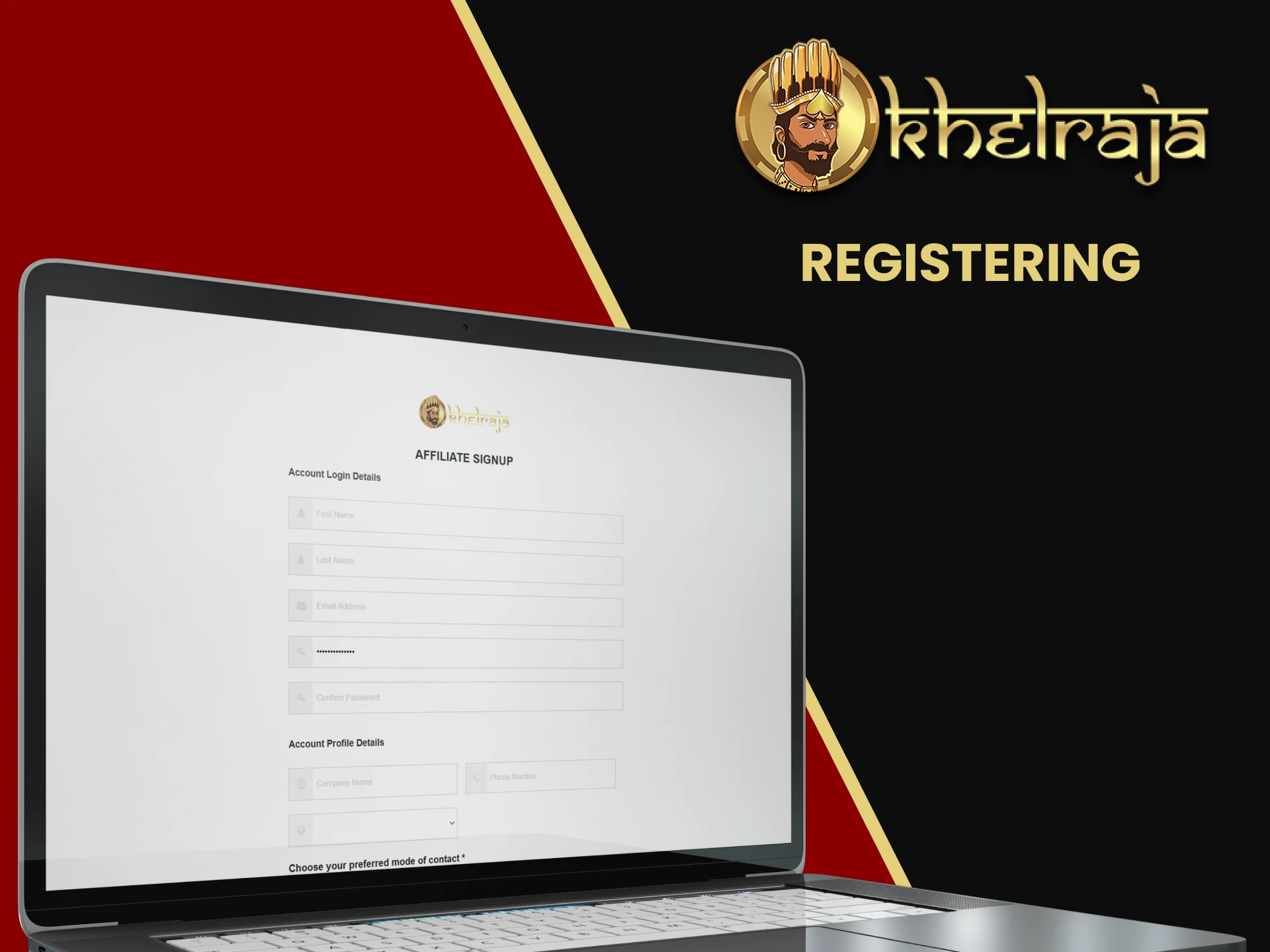 Register in the Khelraja affiliate program.