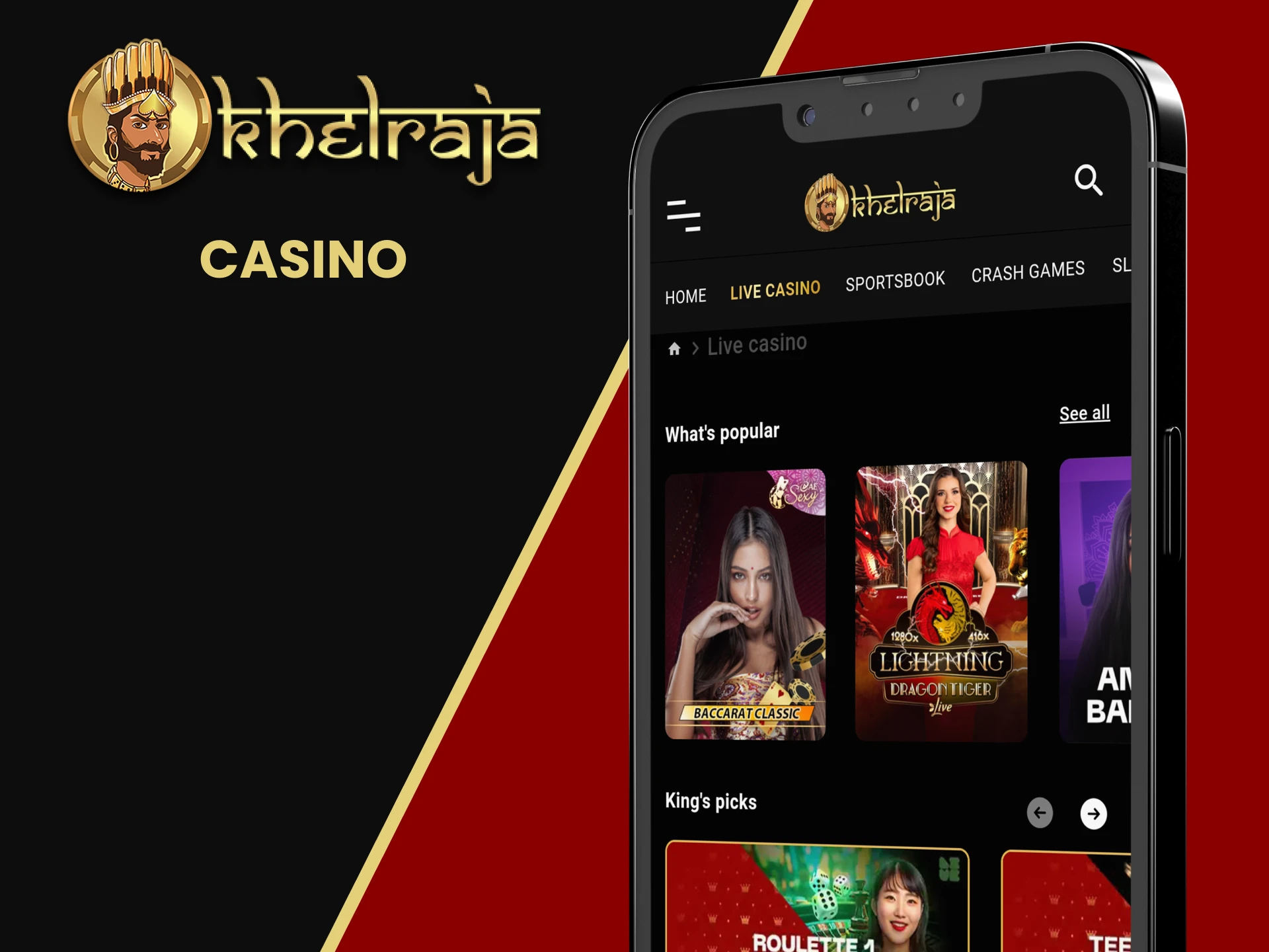 Choose a casino in the Khelraja app.