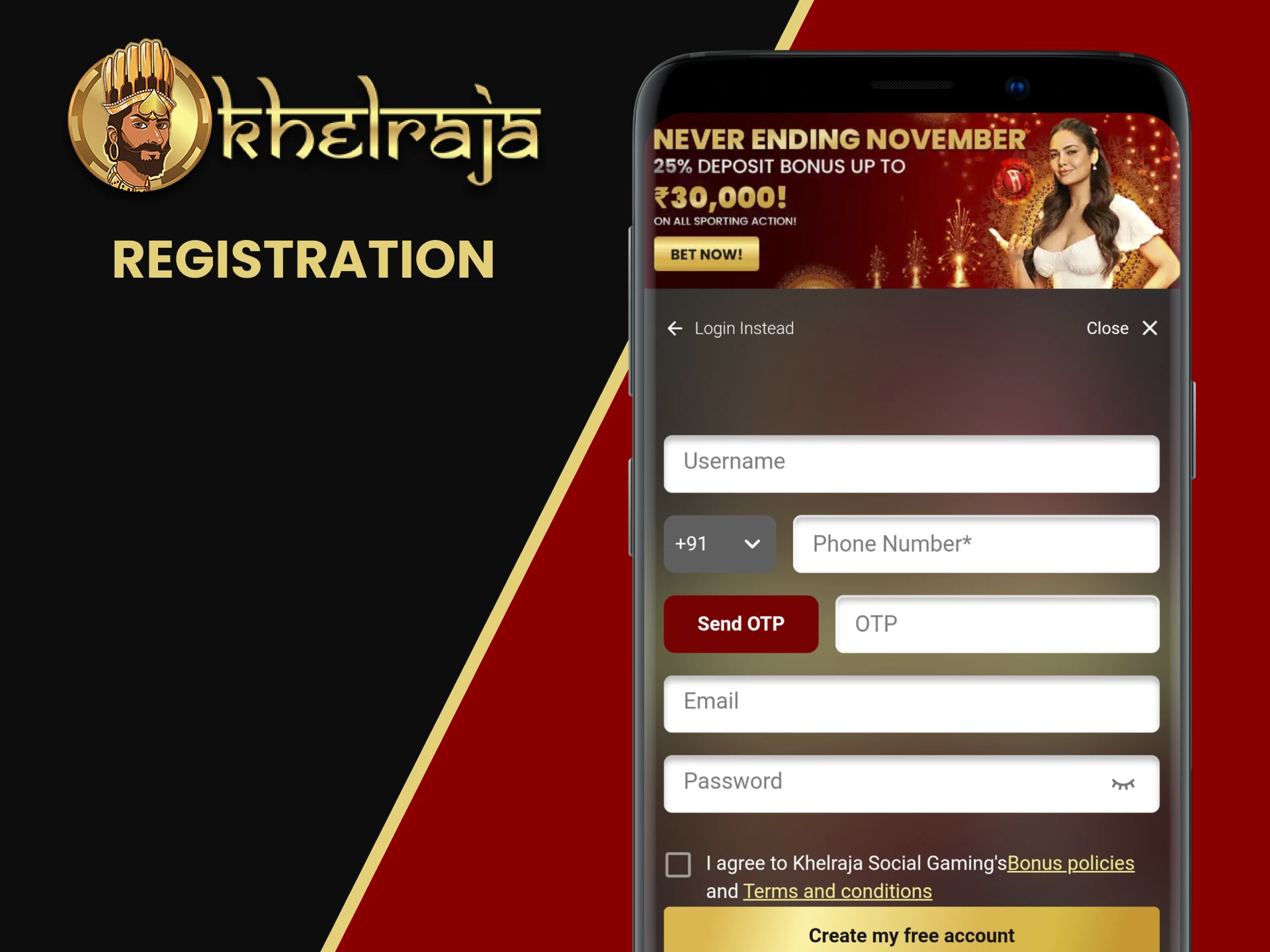 You can register in the Khelraja application.