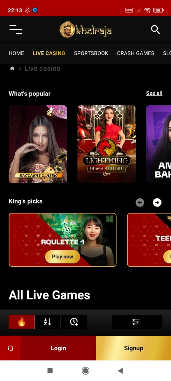 Choose casino games from Khelraja.