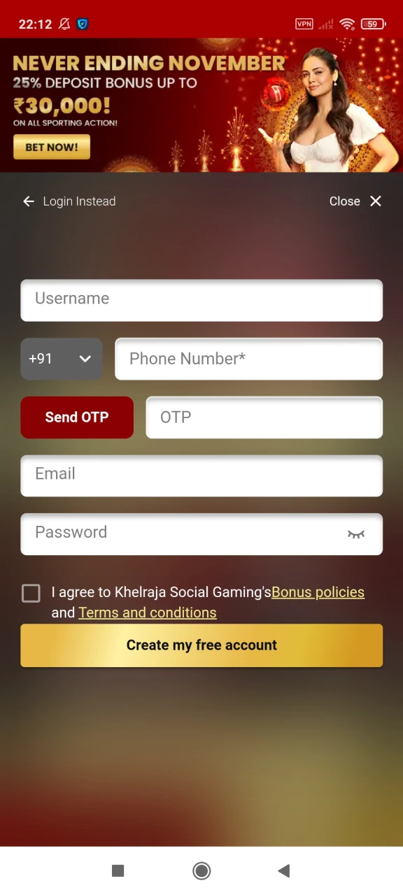 We will tell you about registering for the Khelraja app.
