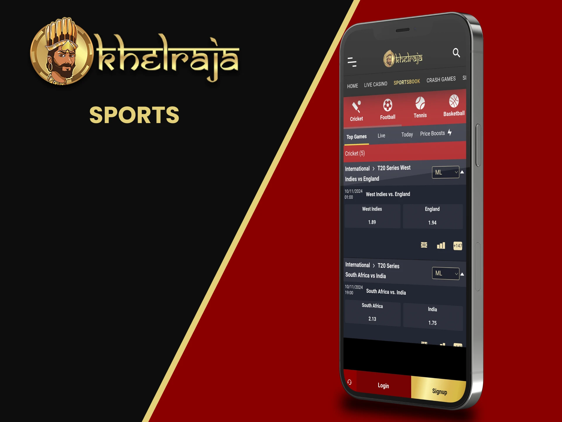 Place your bets on the Khelraja app.