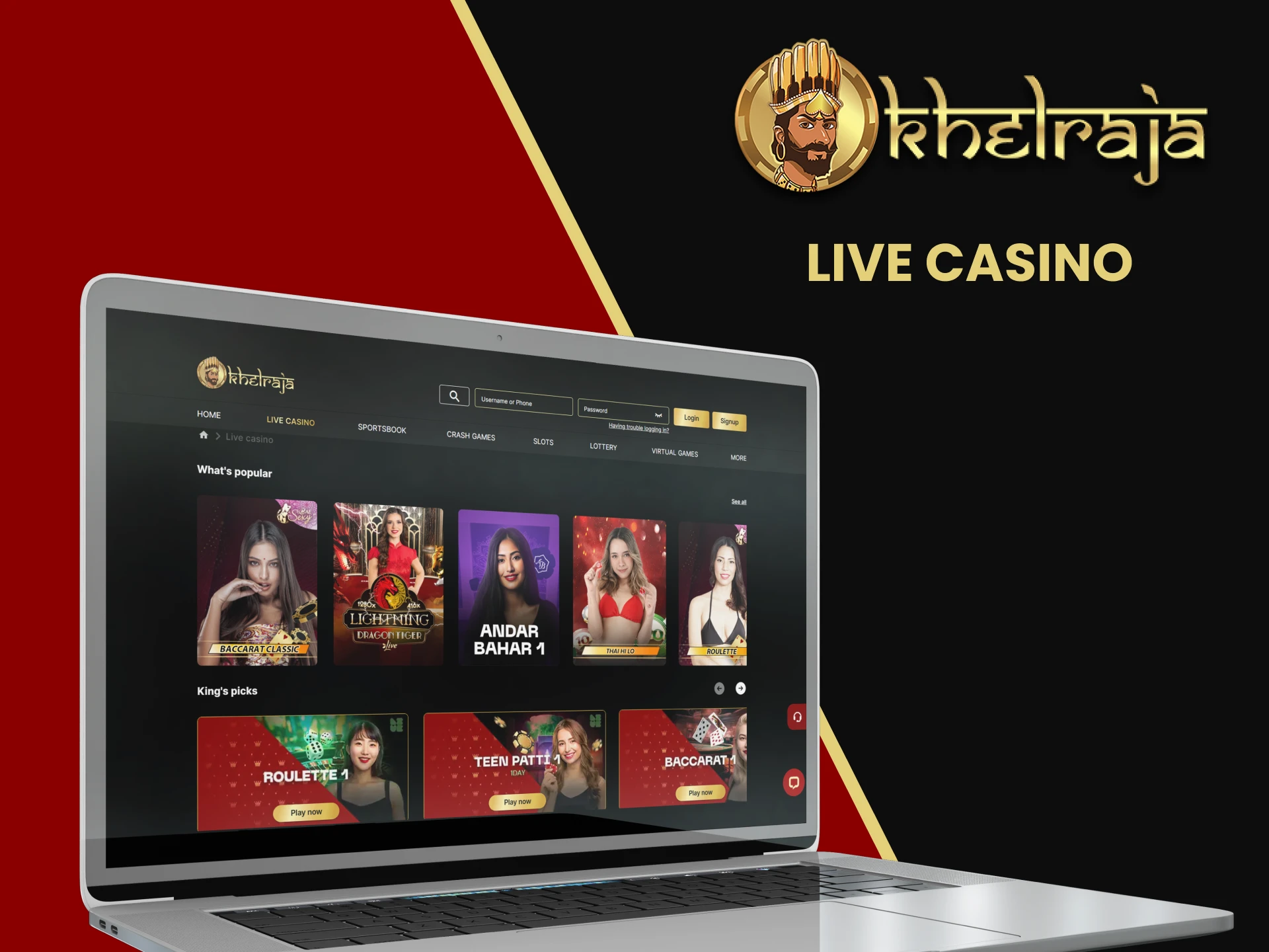 Play live casino with Khelraja.