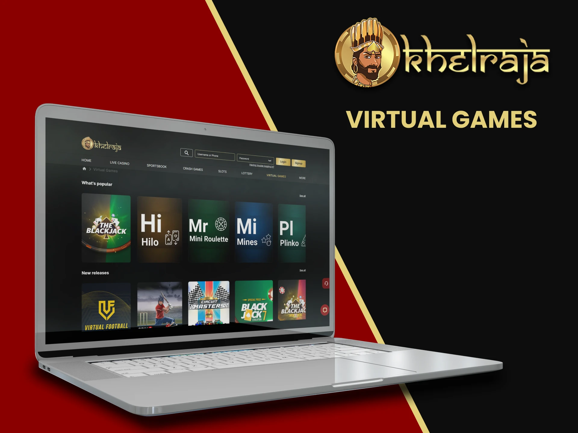 Visit the virtual games section on Khelraja.