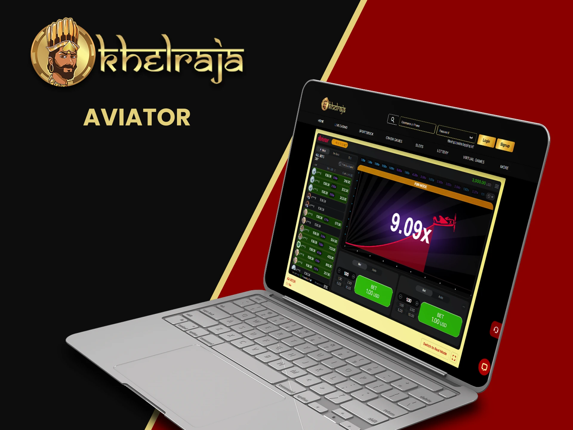 The Aviator is ideal for playing on Khelraja.