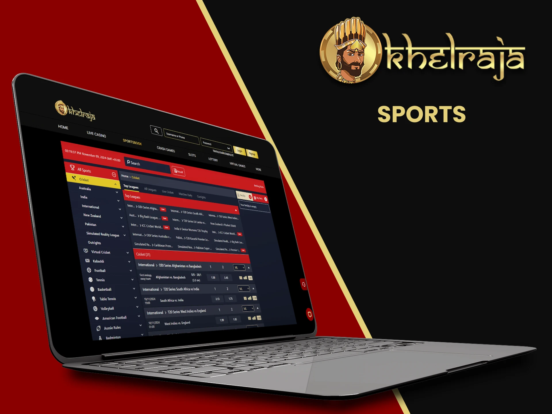 Choose your favorite sports to bet on Khelraja.