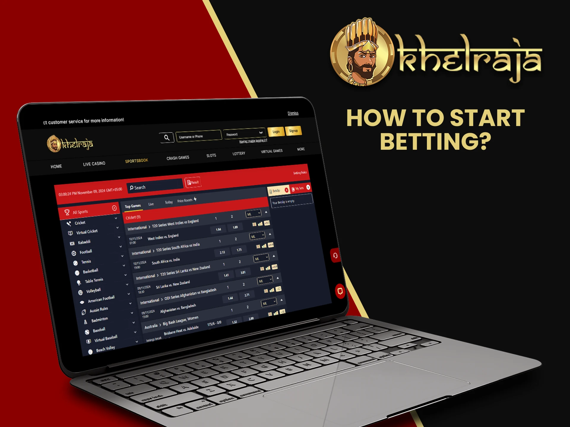 Go to the sports section for betting on Khelraja.