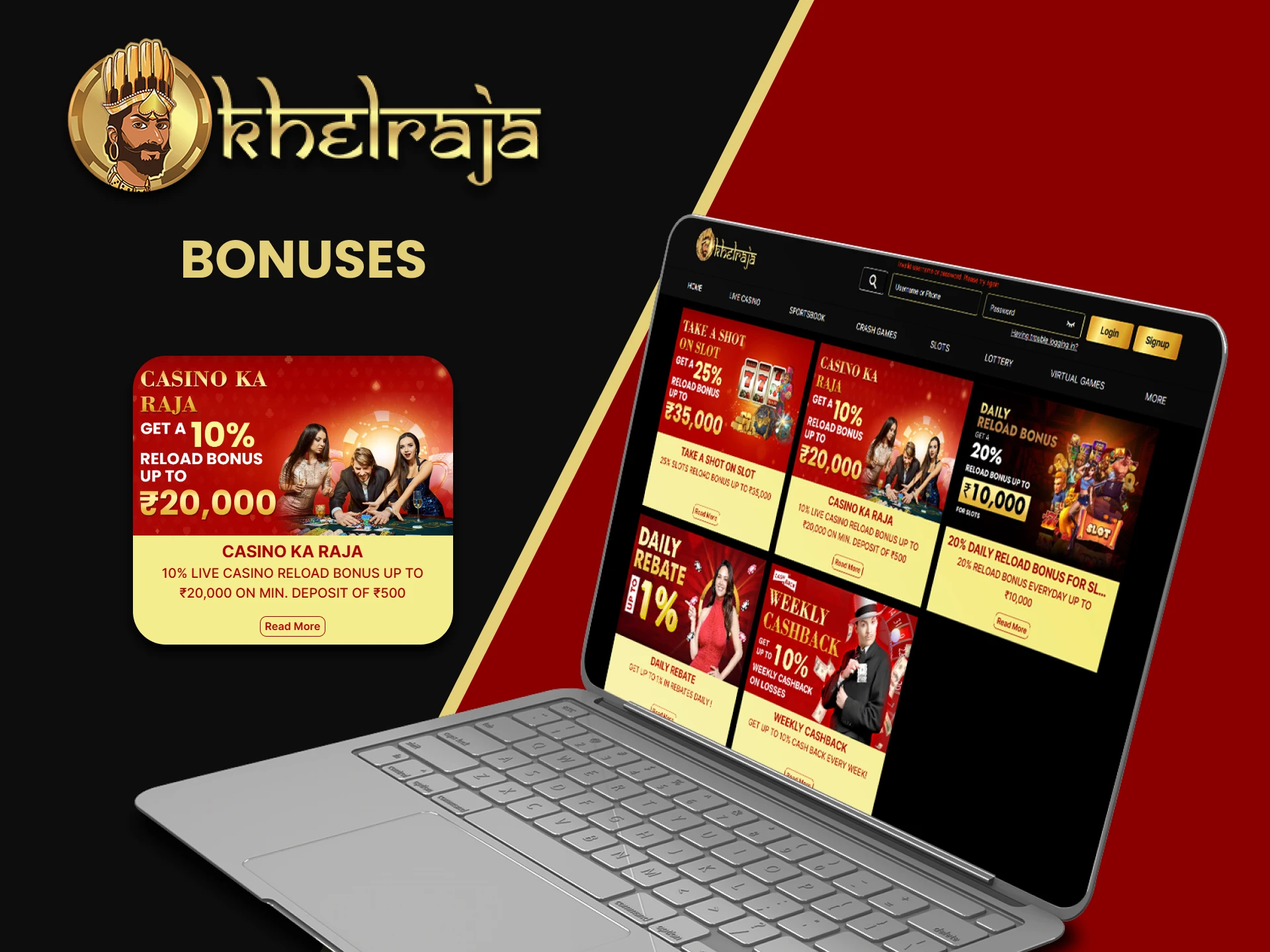 Get bonuses for live casino from Khelraja.