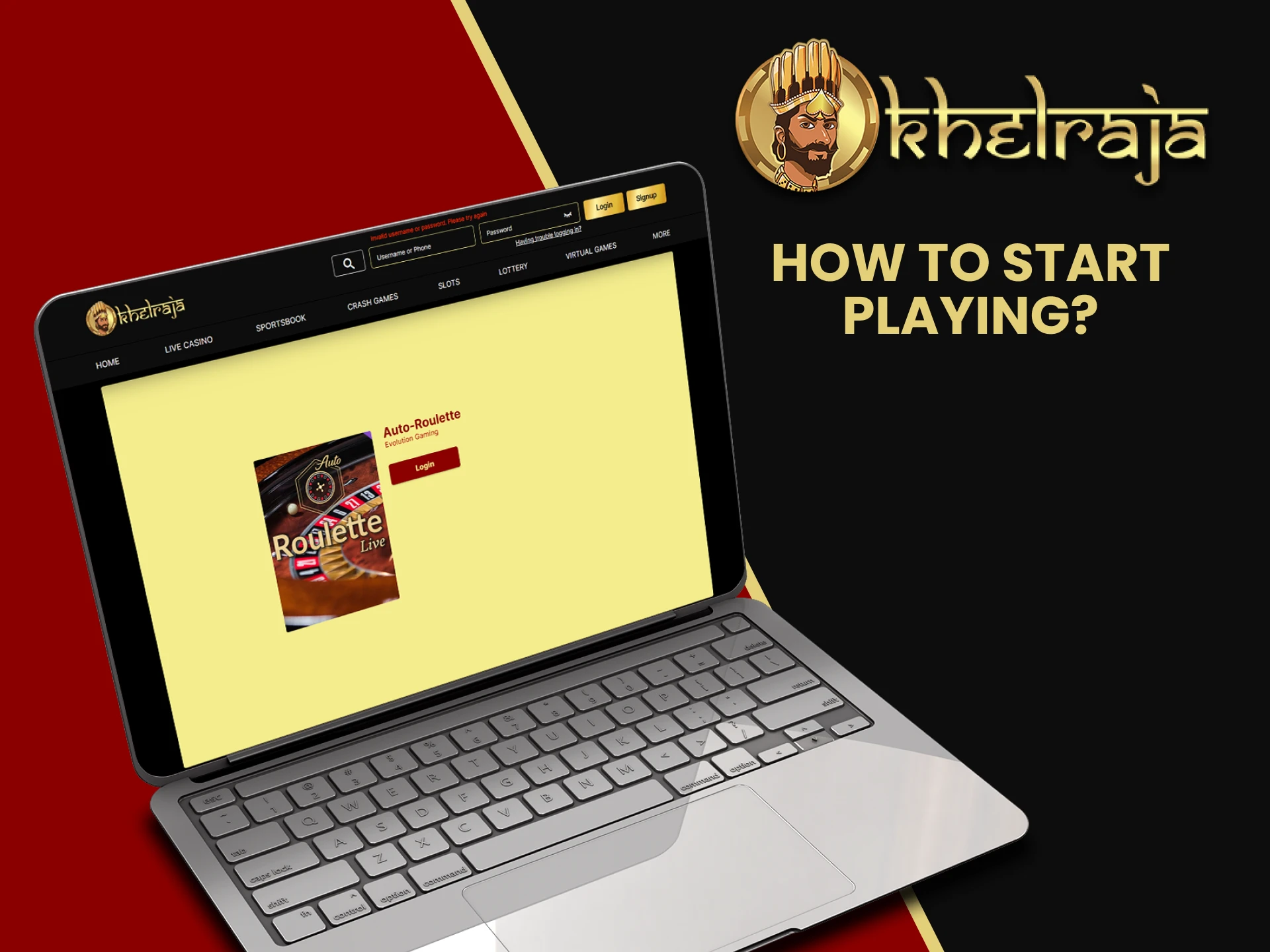 To start playing on Khelraja go to the live casino section.