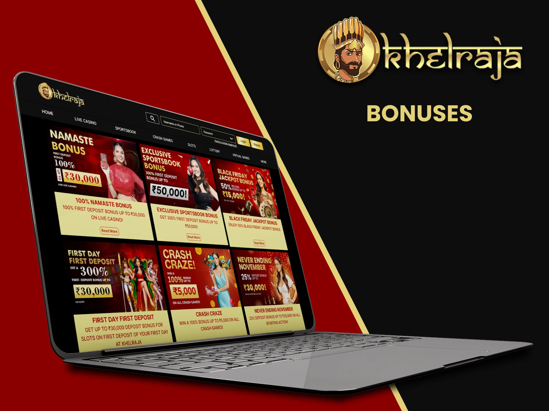 Khelraja gives bonuses to fans of virtual games.